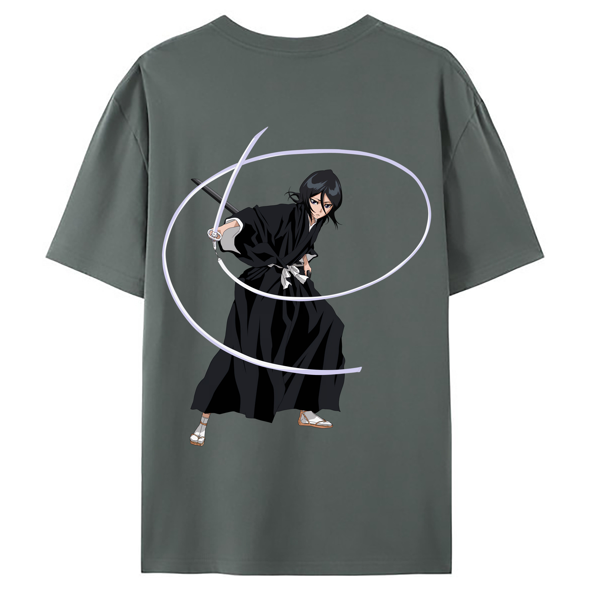 （画像用） ブリーチ 朽木ルキア BLEACH Kuchiki Rukia 綿100％ メンズ半袖Tシャツ（バックプリント） 通気性